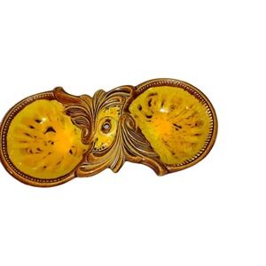 Vintage California Pottery Serving Dish Relish Tray Missing  Brass Handle #241